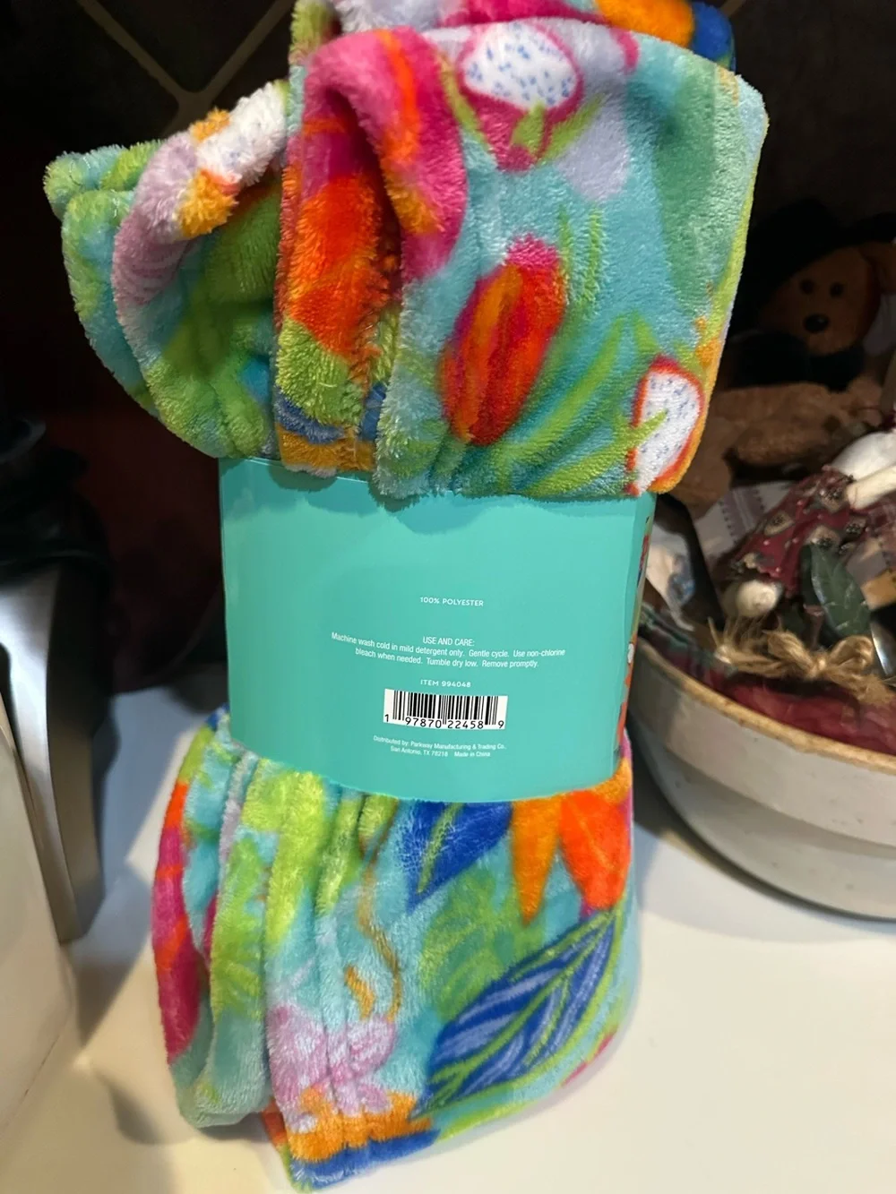 FLORAL TURQUOISE DESTINATION 50”x60” PLUSH VACAY THROW SUMMER HAWAIIAN LUAU VIBE